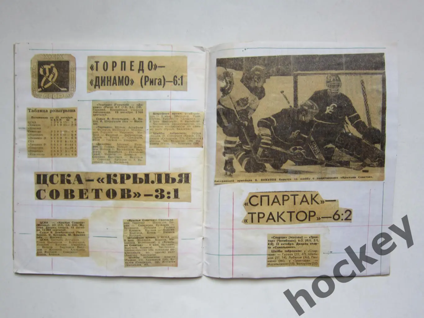 Чемпионат СССР-74/75 (хоккей). Тетрадь с вырезками из газет. Статистика, таблица 7