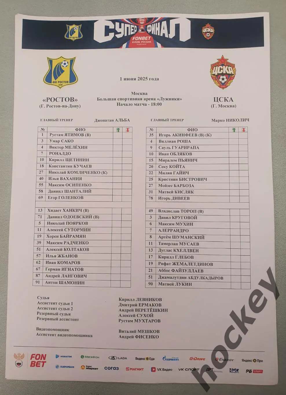 ФК Ростов Ростов-на-Дону - ЦСКА Москва 1.06.2025. Кубок России. Финал