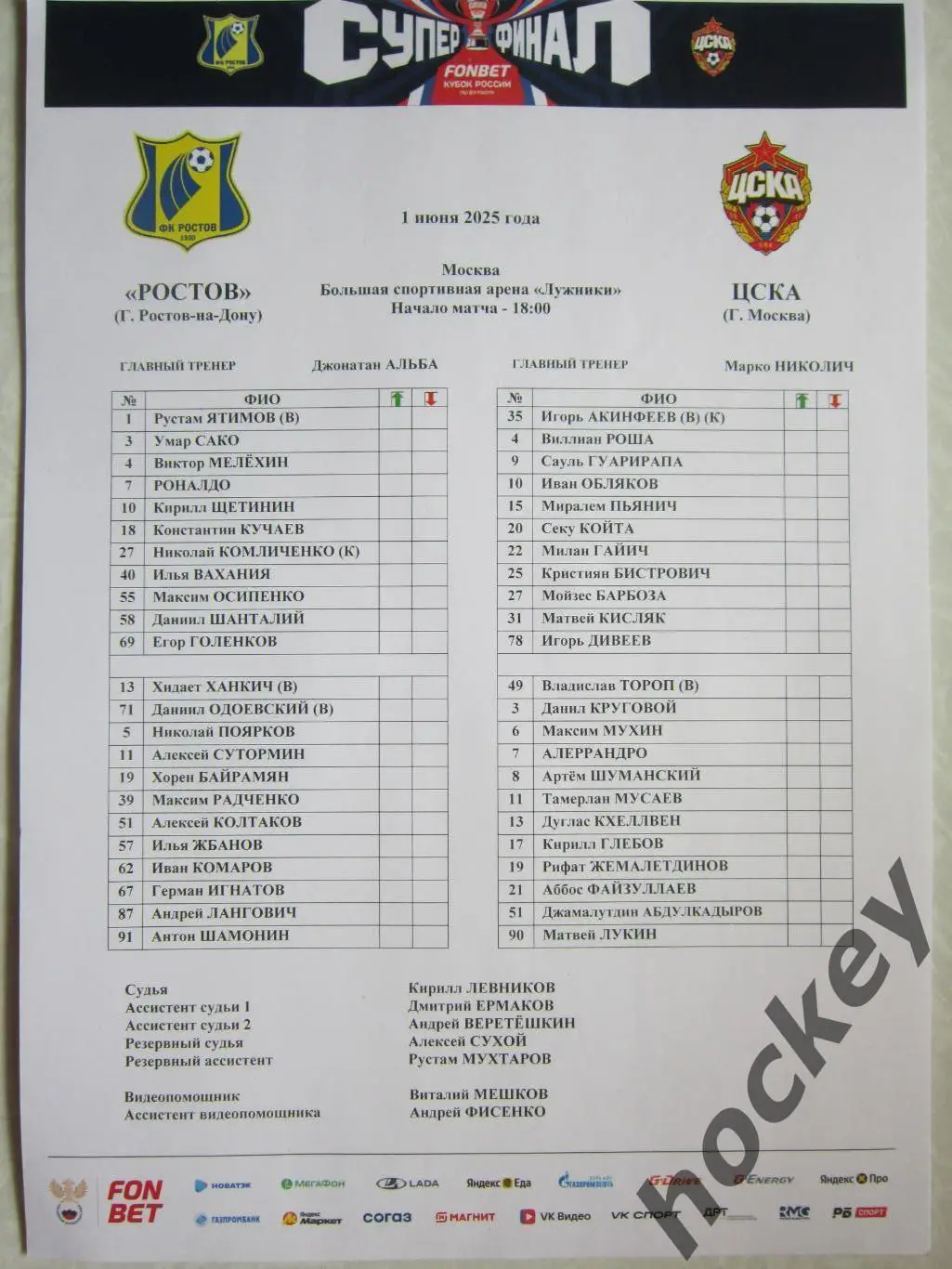 ФК Ростов Ростов-на-Дону - ЦСКА Москва 1.06.2025. Кубок России. Финал.