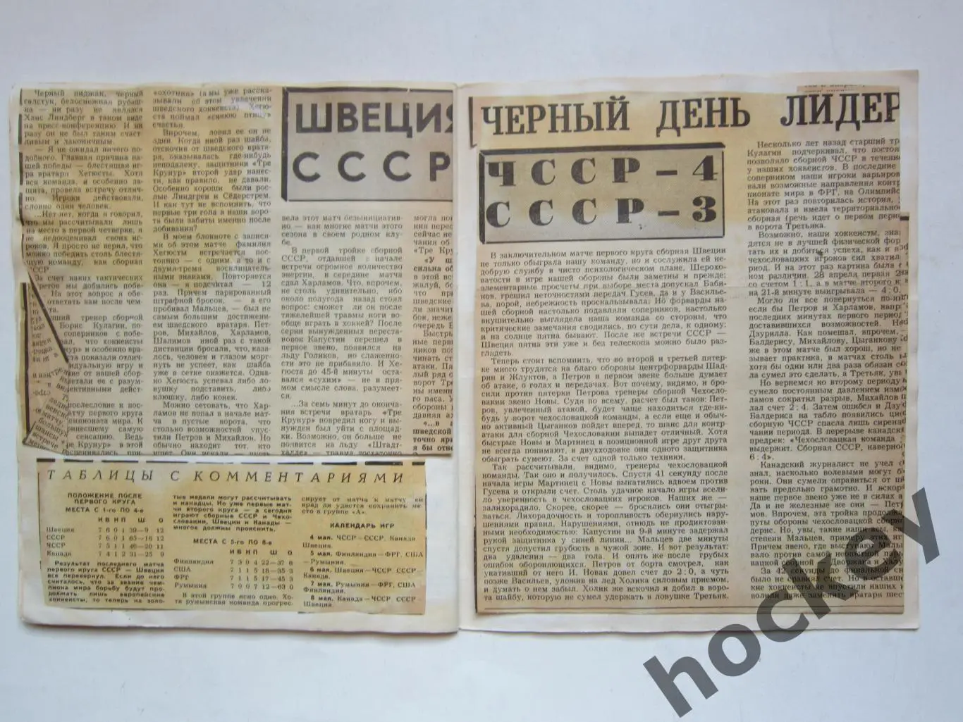 Чемпионат мира - 77 (хоккей). Тетрадь с вырезками из газет. Цифры, таблица. ч.1 7