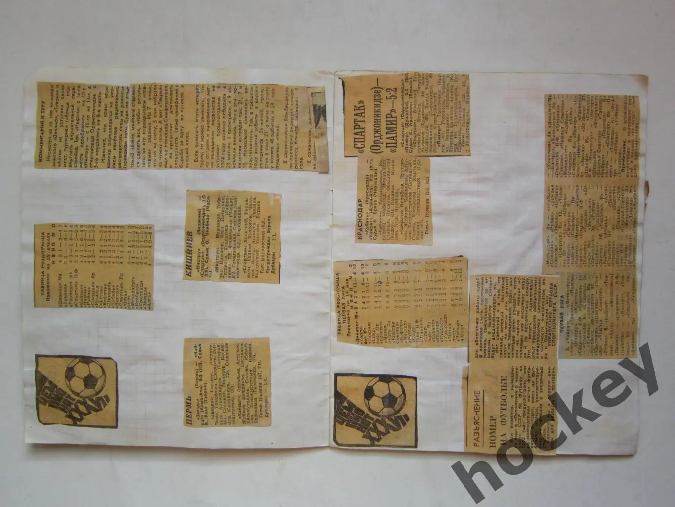 Чемпионат СССР-75 (футбол, 1 лига). Тетрадь с вырезками из газет. Цифры, таблица 5