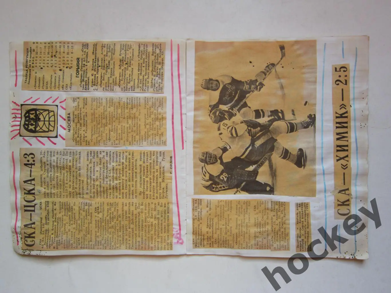Чемпионат СССР-76/77 (хоккей). Тетрадь с вырезками из газет. Цифры, таблица. ч.1 5