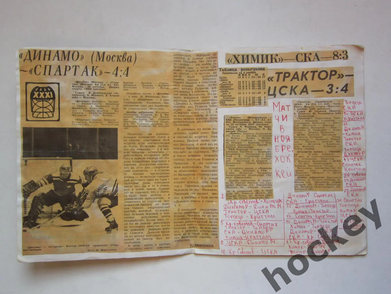 Чемпионат СССР-76/77 (хоккей). Тетрадь с вырезками из газет. Цифры, таблица. ч.2 3