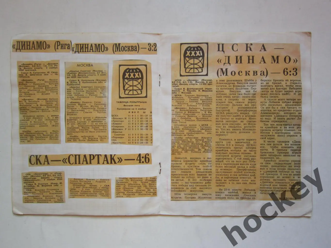 Чемпионат СССР-76/77 (хоккей). Тетрадь с вырезками из газет. Цифры, таблица. ч.2 6
