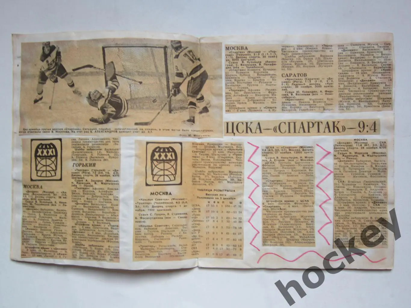 Чемпионат СССР-76/77 (хоккей). Тетрадь с вырезками из газет. Цифры, таблица. ч.3 3
