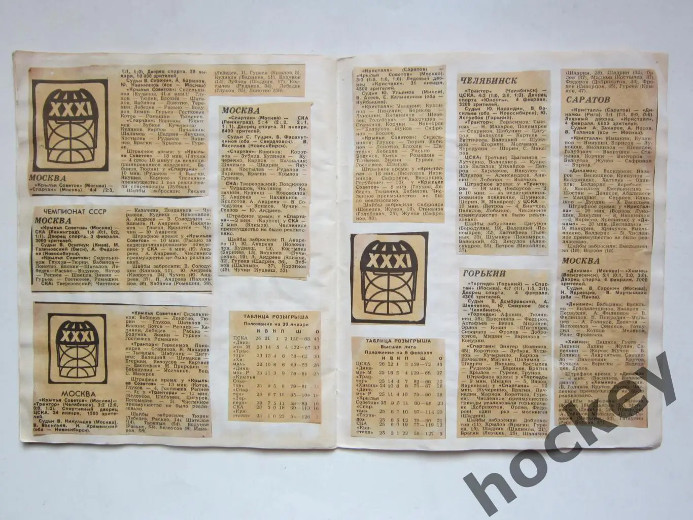 Чемпионат СССР-76/77 (хоккей). Тетрадь с вырезками из газет. Цифры, таблица. ч.3 7