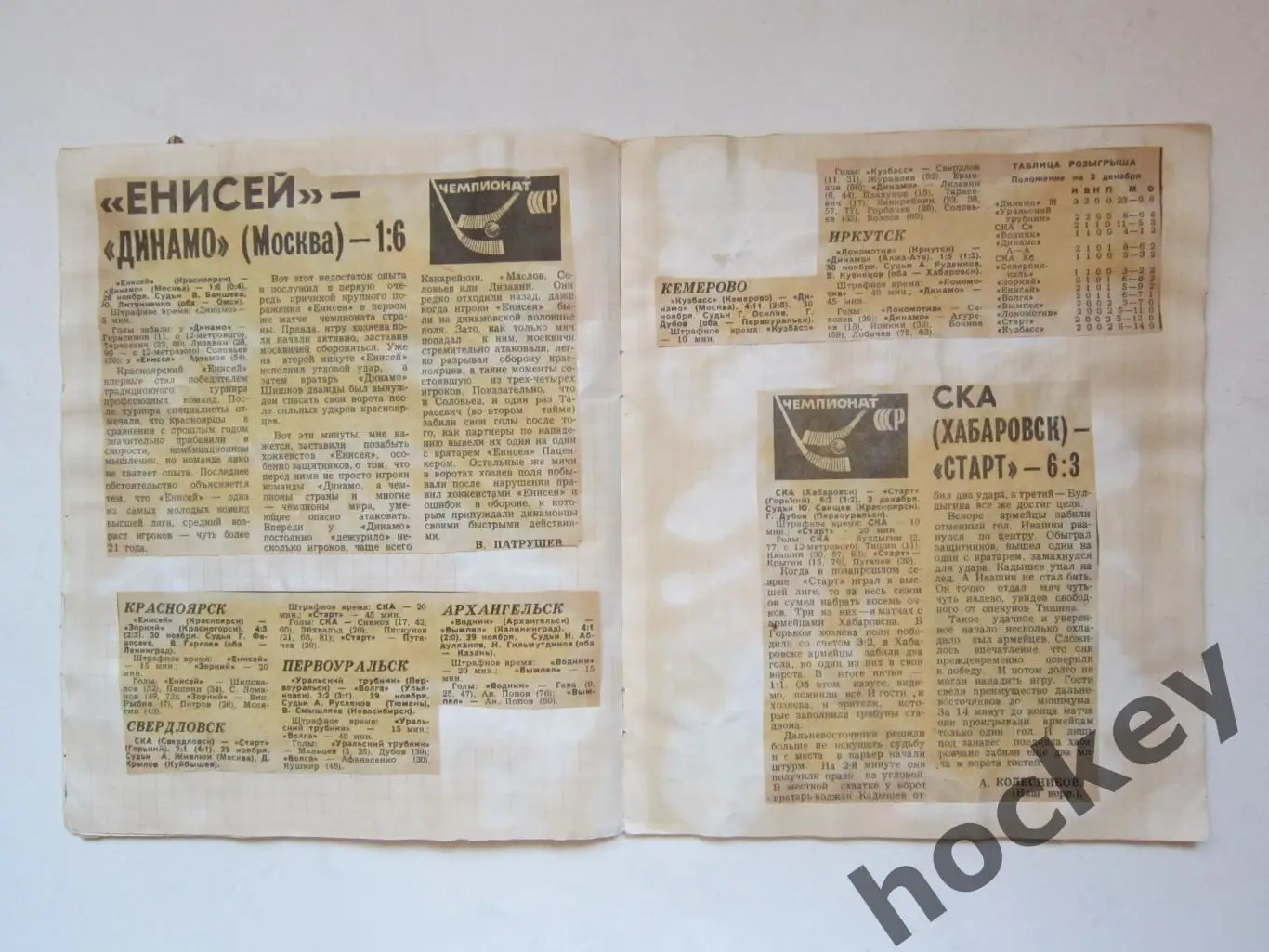 Чемпионат СССР-75/76 (хоккей с мячом). Тетрадь с вырезками из газет. 3