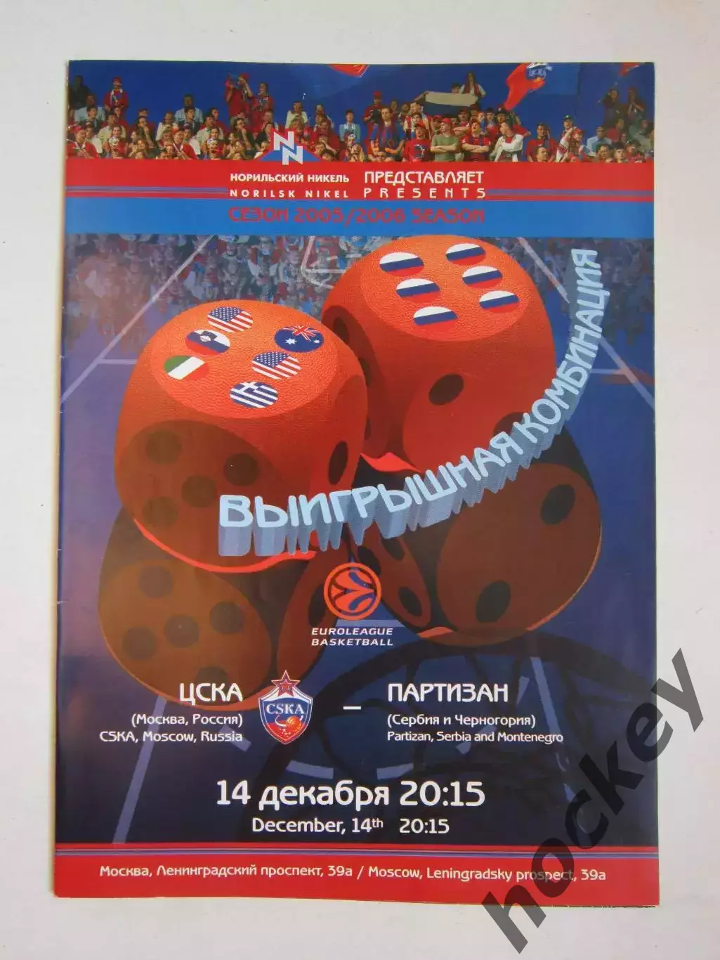 ЦСКА Москва Россия - Партизан Сербия и Черногория 14.12.2005. Евролига