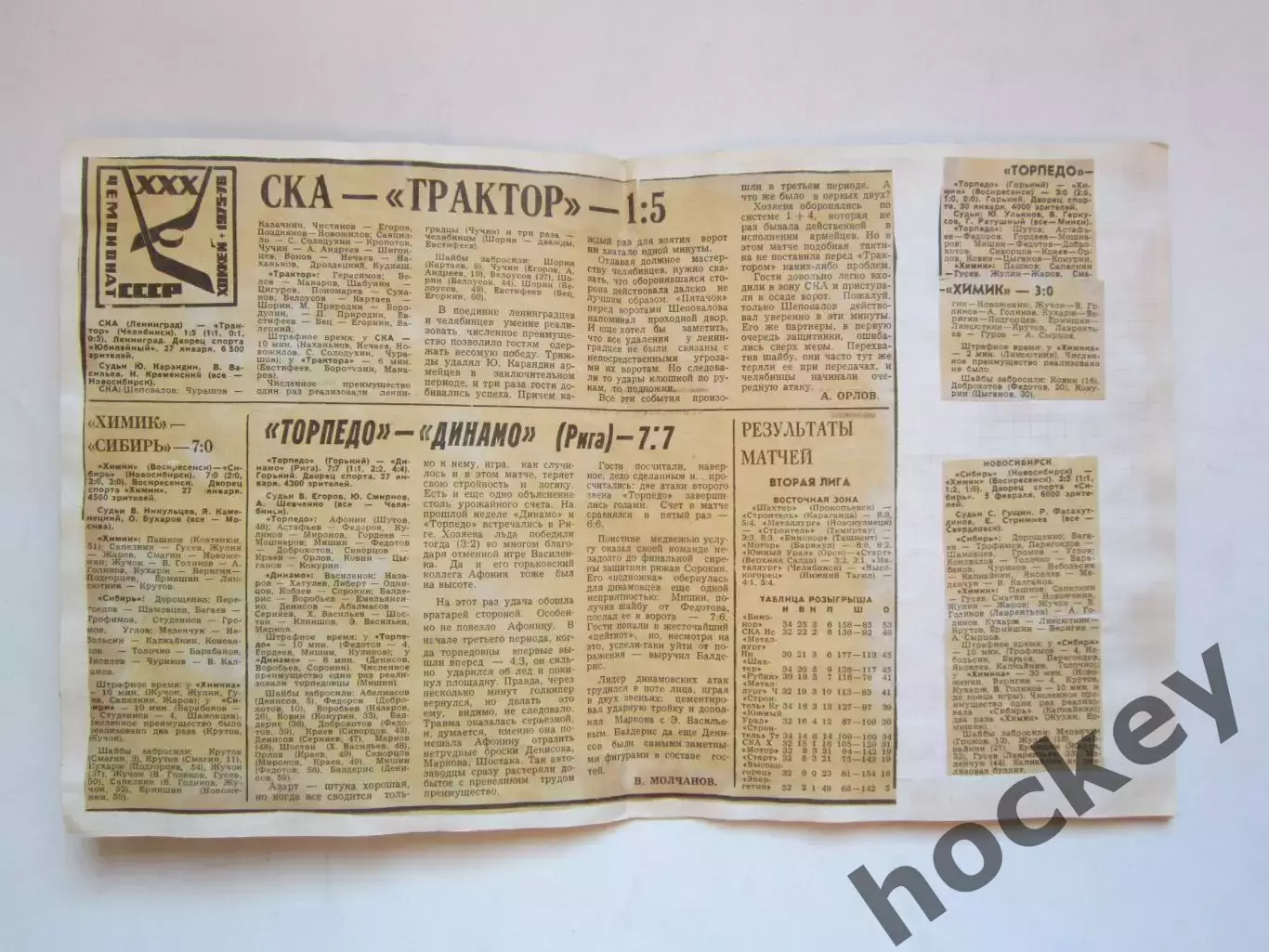 Чемпионат СССР-75/76 (хоккей).Тетрадь с вырезками из газет. Отчеты, статистика-2 7