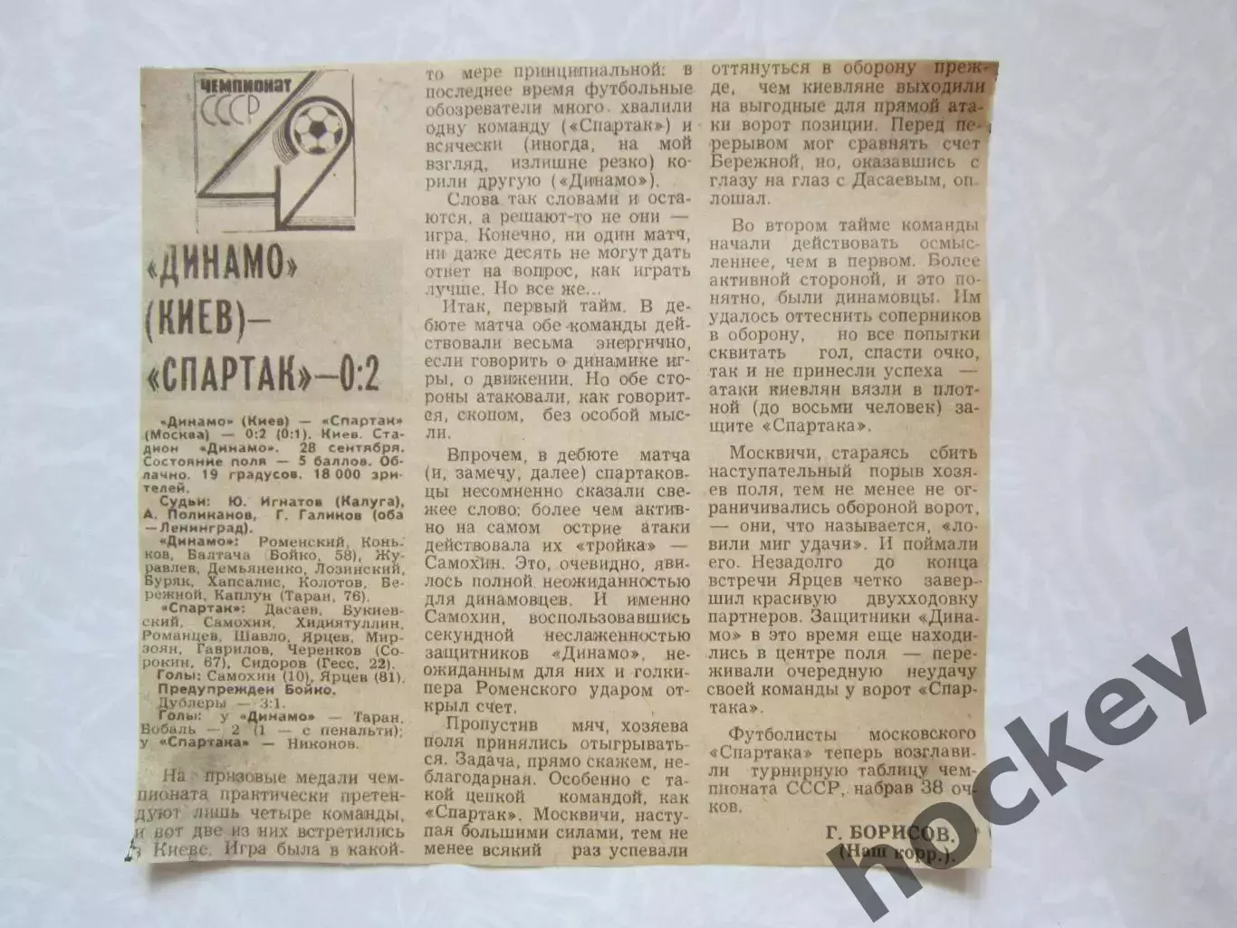 Вырезка. Футбол. Динамо Киев - Спартак - 0:2. Отчет о матче. 1979 год