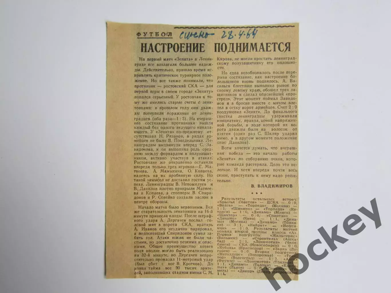 Вырезка. Футбол. Настроение поднимается (1964 год)