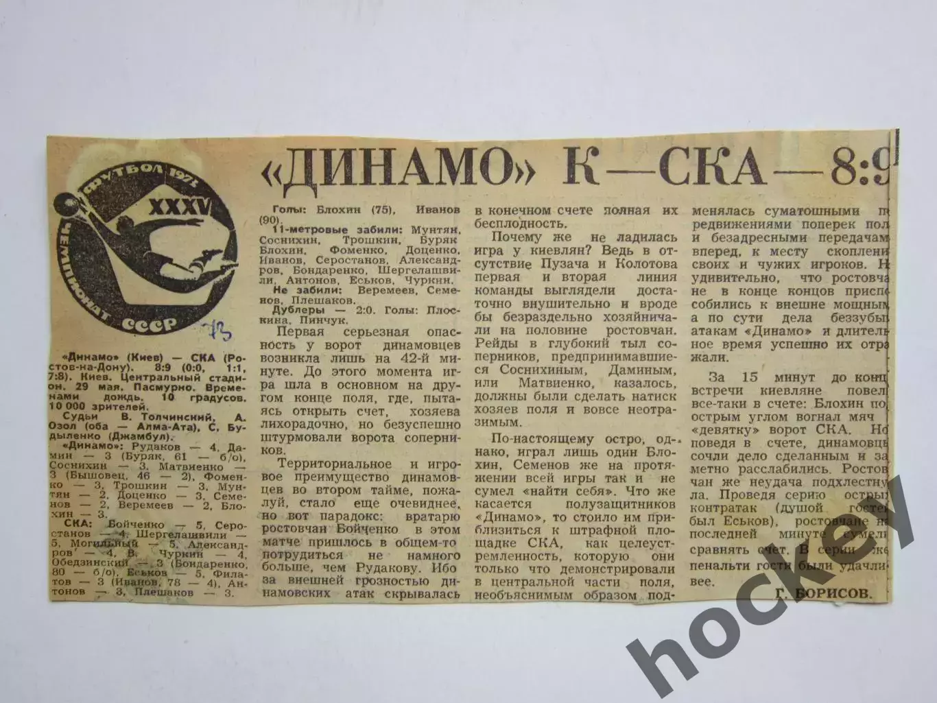 Вырезка. Футбол. Динамо Киев - СКА. Отчет о матче. 29.05.73