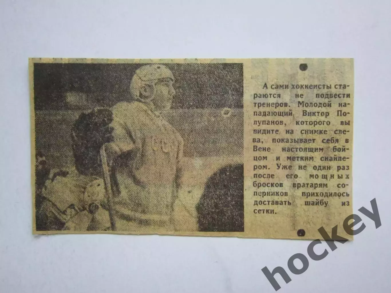 Вырезка+фото. Хоккей. Виктор Полупанов. Чемпионат мира (Вена, 1967)
