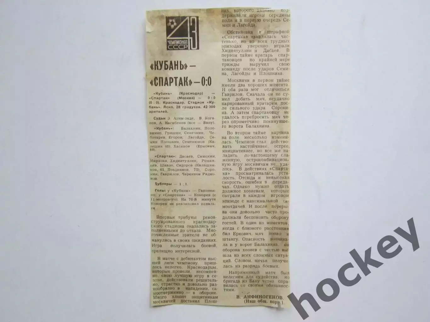 Вырезка. Футбол. Кубань - Спартак - 0:0. Отчет о матче. 12.09.1980