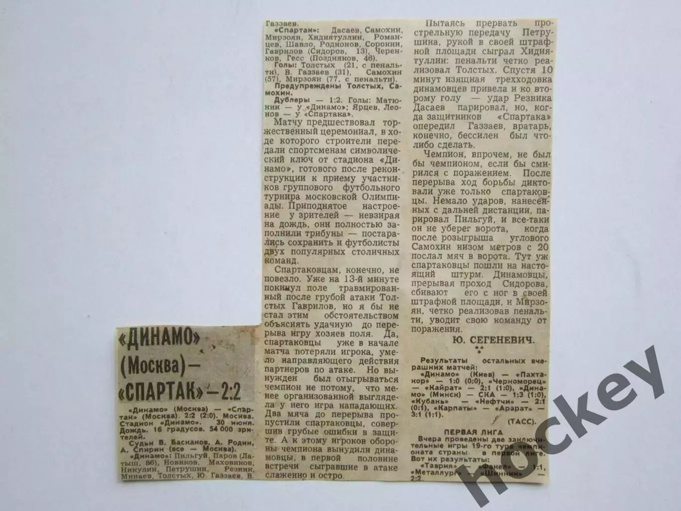 Вырезка. Футбол. Динамо Москва - Спартак - 2:2. Отчет о матче. 30.06.1980