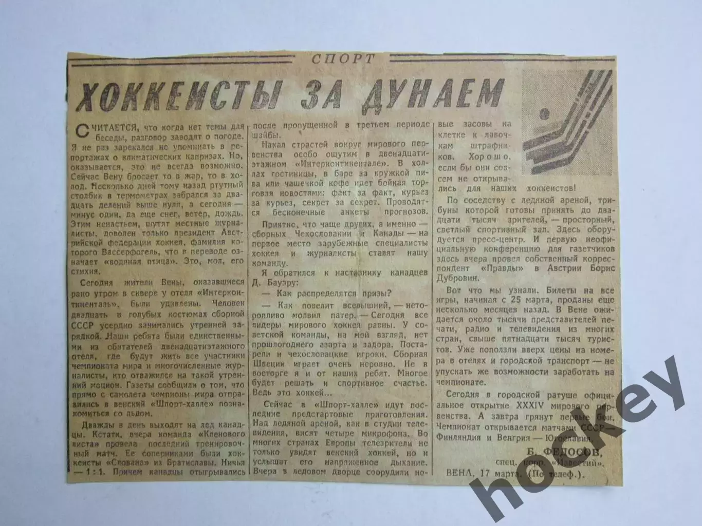 Вырезка. Хоккей. Хоккеисты за дунаем. Чемпионат мира (Вена)