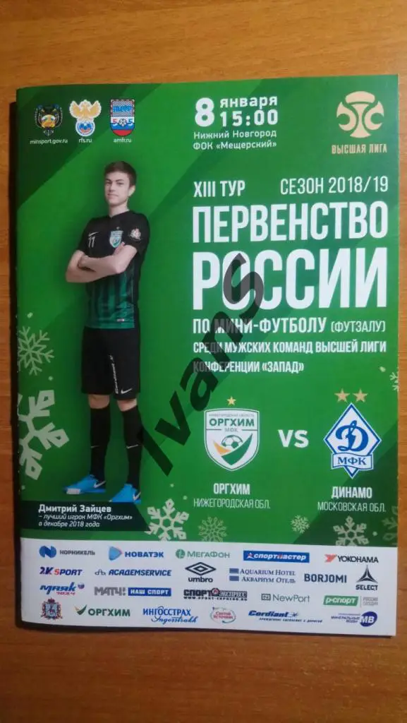 Высшая лига 2017 /2018 г.г. Оргхим (Нижний Новгород) — Динамо (Московская обл.).