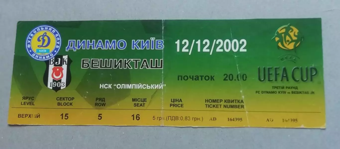 Динамо Киев Украина Бешикташ Стамбул Турция 2003