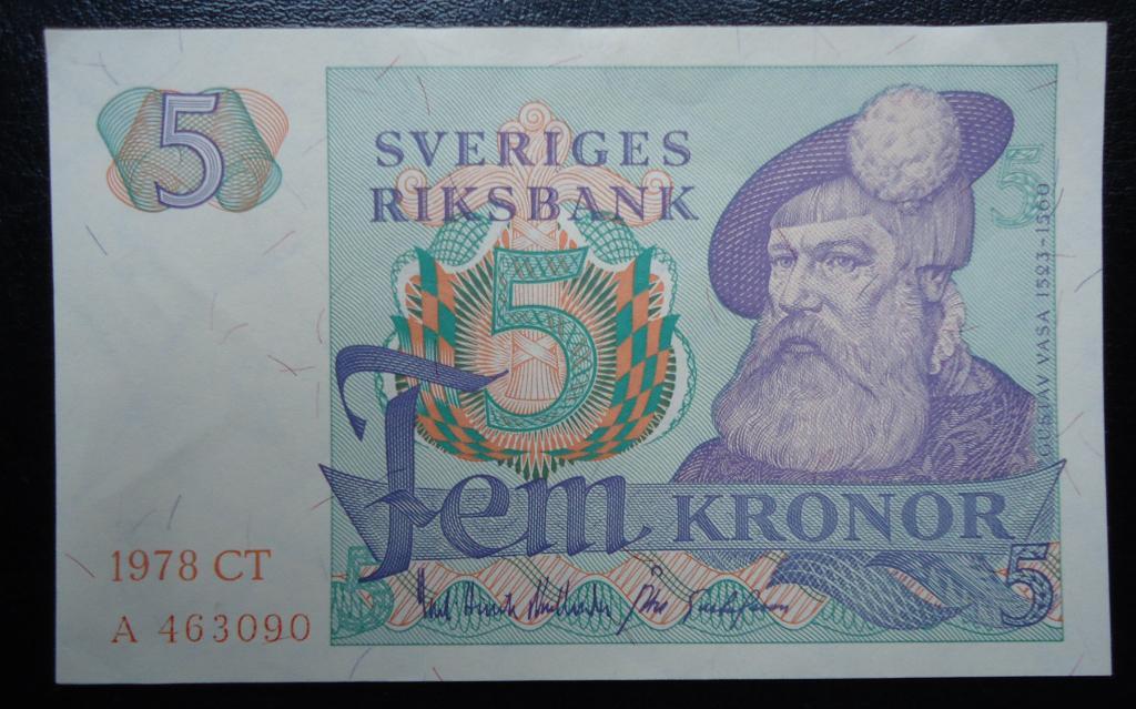 Швеция 5 крон 1978-выглядит как UNC