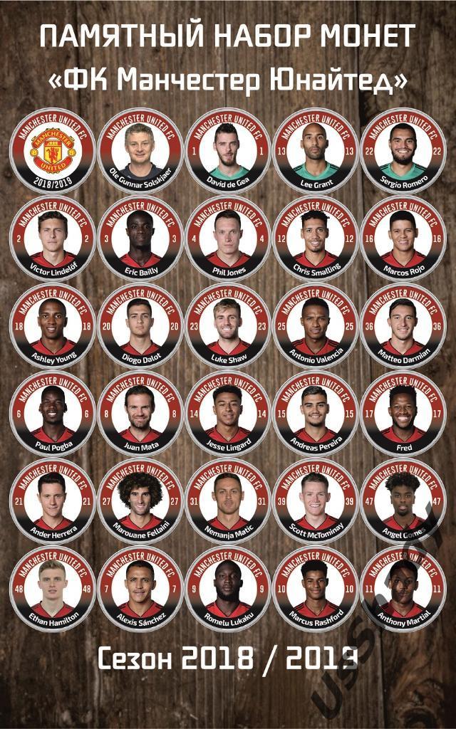 Подарочный набор монет ФК Манчестер Юнайтед Сезон 2018-2019