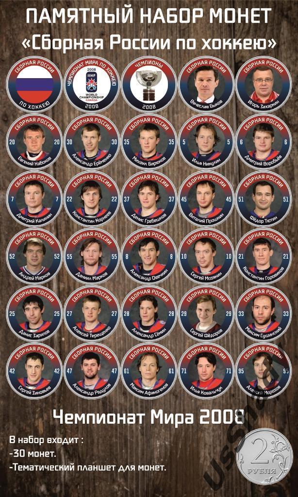 Памятный набор монет «Сборная России по хоккею». Чемпионат Мира 2008. 2