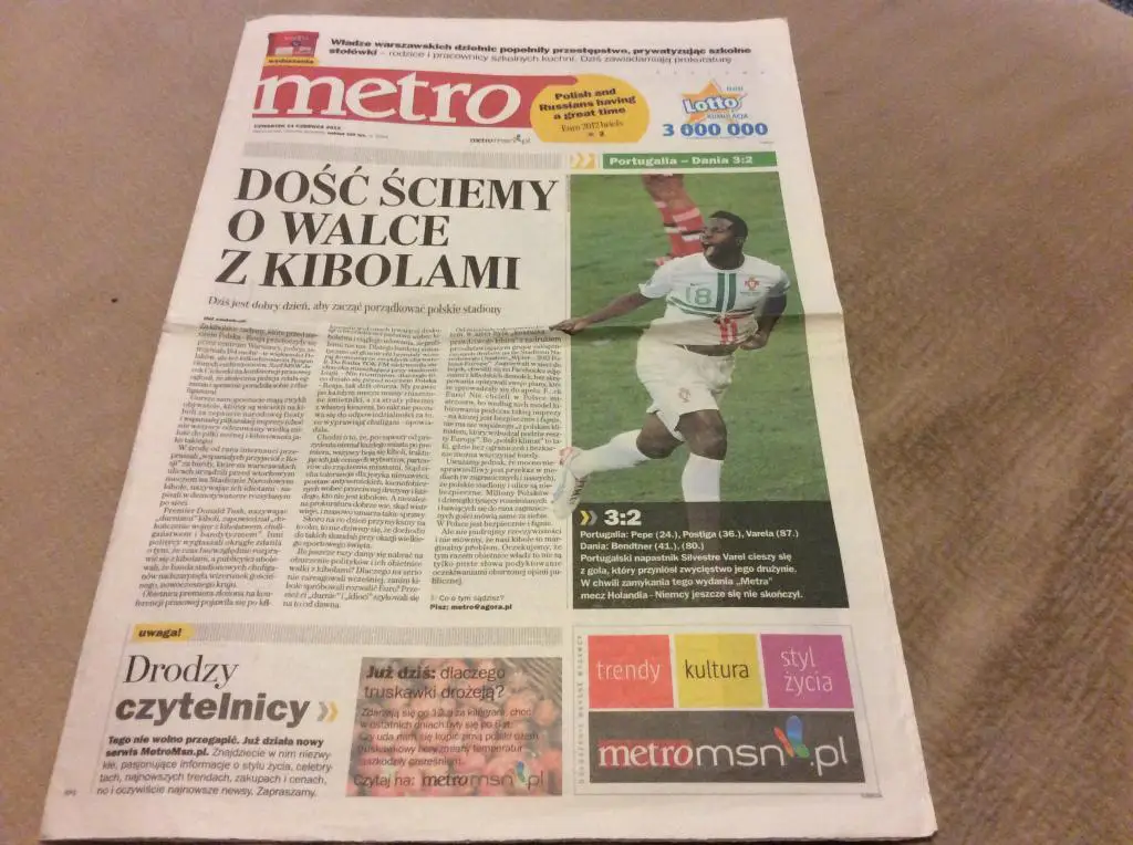 Португалия-Дания послематчевая газета польского издания ЕВРО 2012