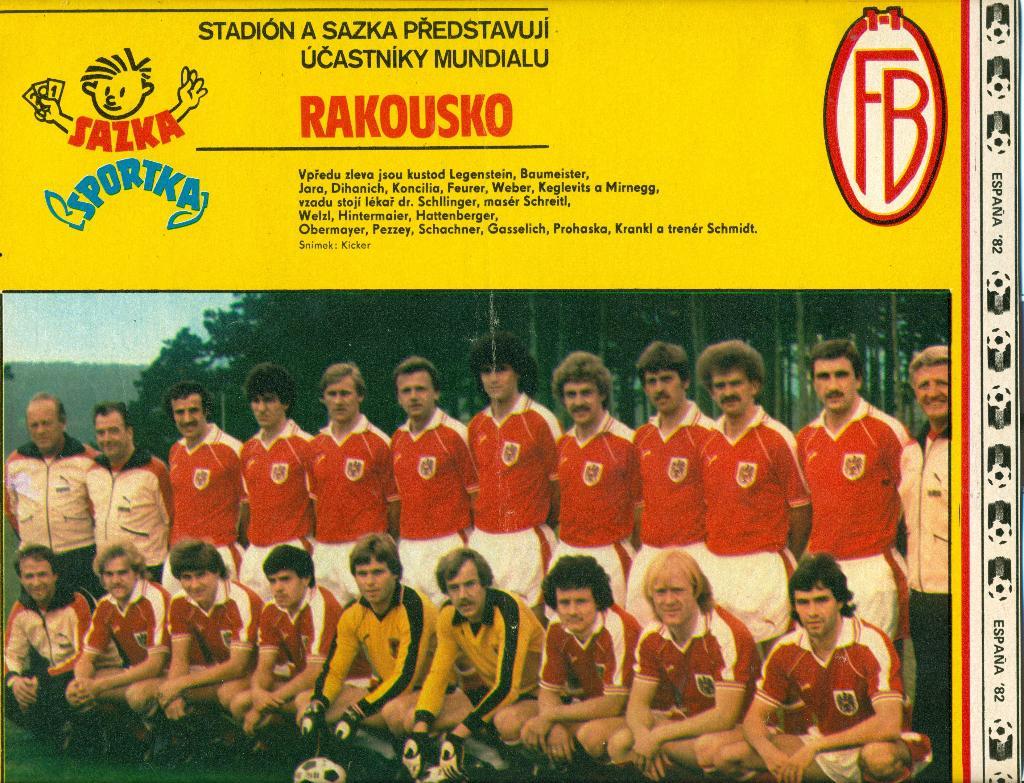 Сб. Австрия - ЧМ 1982 - постер из журнала Стадион (ЧССР)