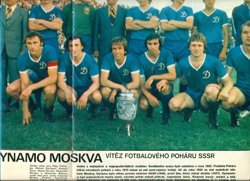 Динамо Москва - постер из журнала Стадион (ЧССР). 1977 г.