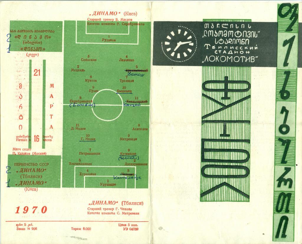 Динамо Тбилиси - Динамо Киев. 1970 г.