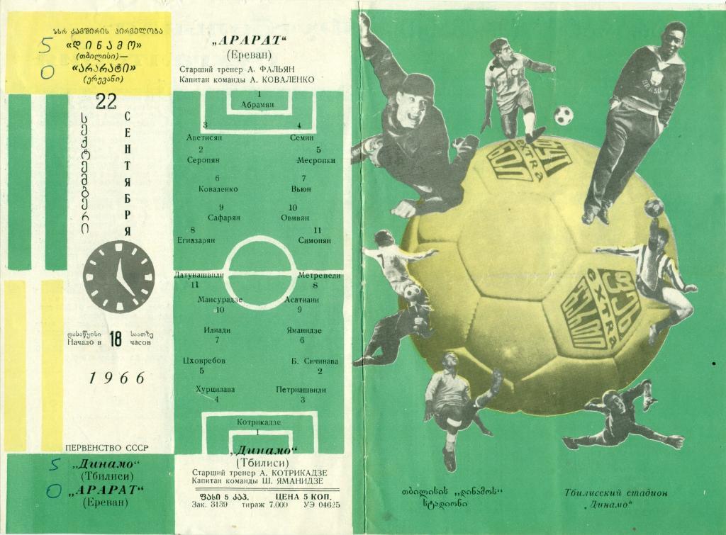 Динамо Тбилиси - Арарат Ереван 1966 г.