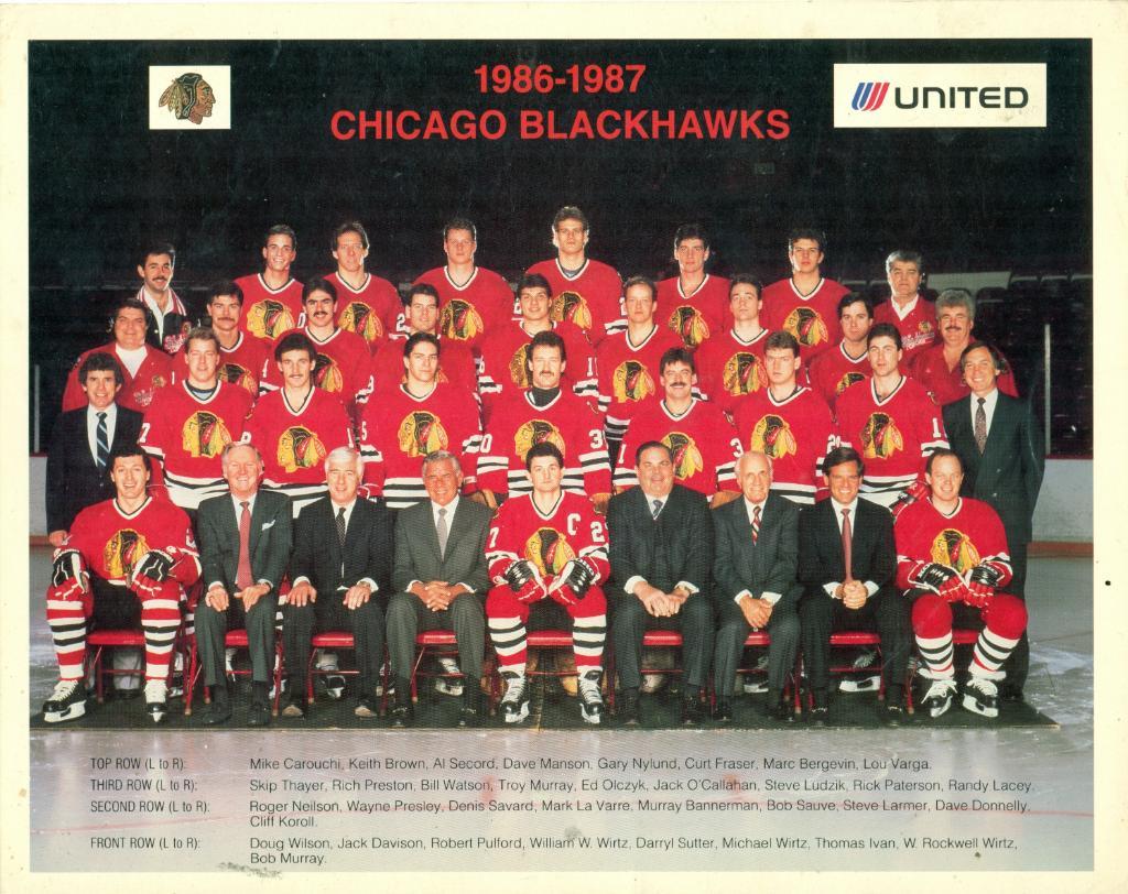 карточка - Чикаго Блэкхокс 1986 - 1987 гг.