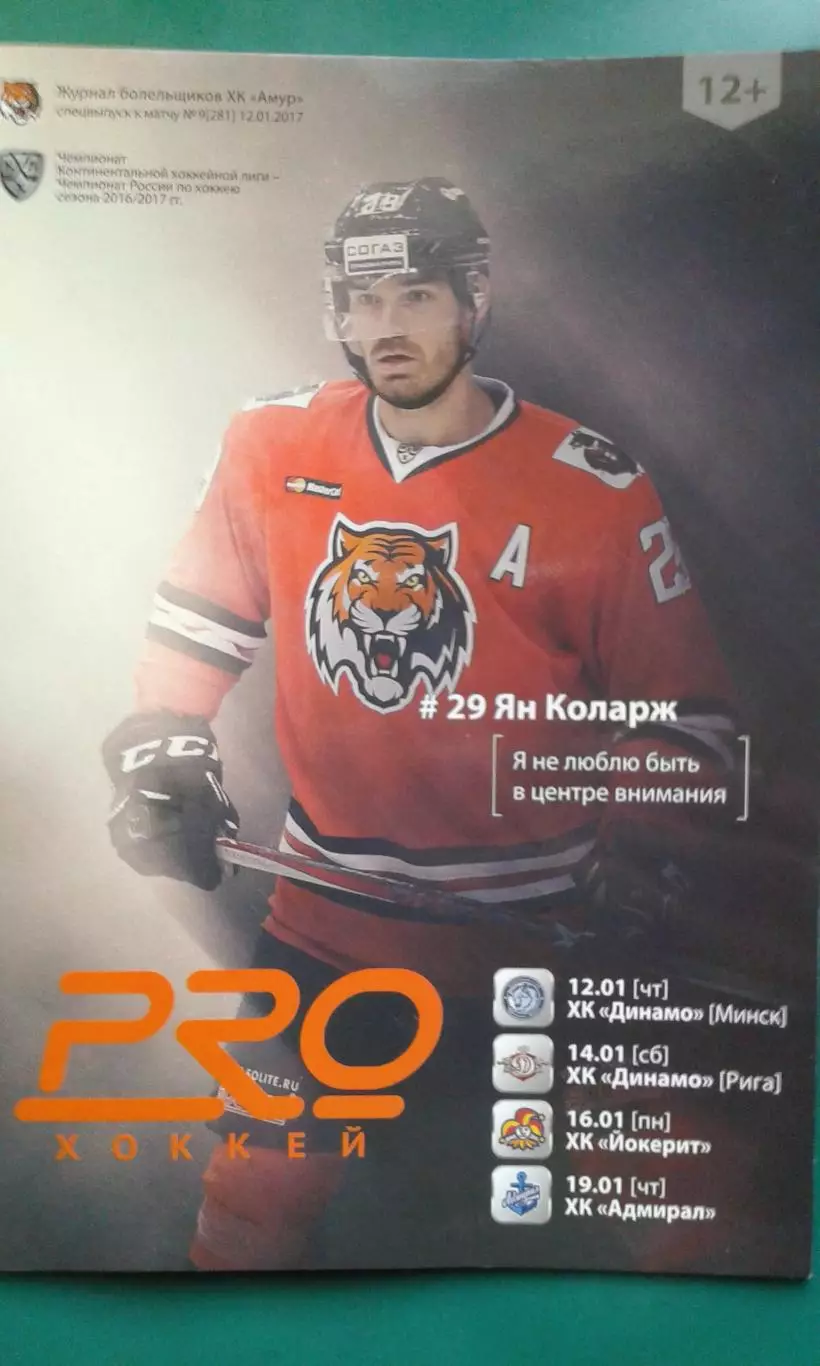 Амур (Хабаровск)- Динамо (Мн), Динамо (Рига), Йокерит, Адмирал 12-19.01.2017 г.