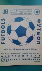 Звейниекс (Лиепая)- Днепр (Могилев) 15 августа 1974 года.