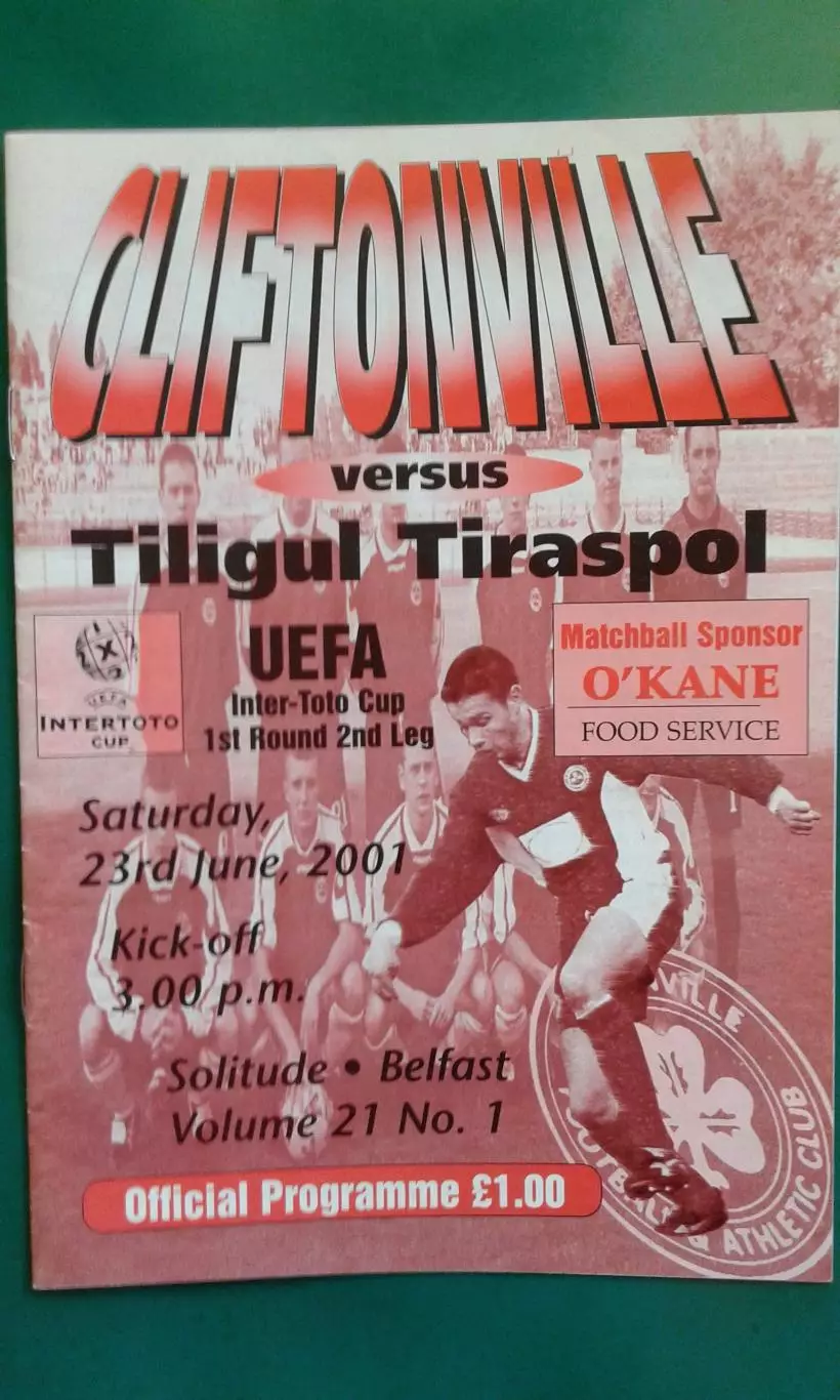 Клифтонвилл (Белфаст)- Тилигул (Тирасполь) 23 июня 2001 год. Кубок Интертото.