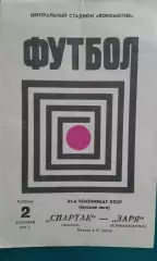 Спартак (Москва)- Заря (Ворошиловград) 2 сентября 1978 года.