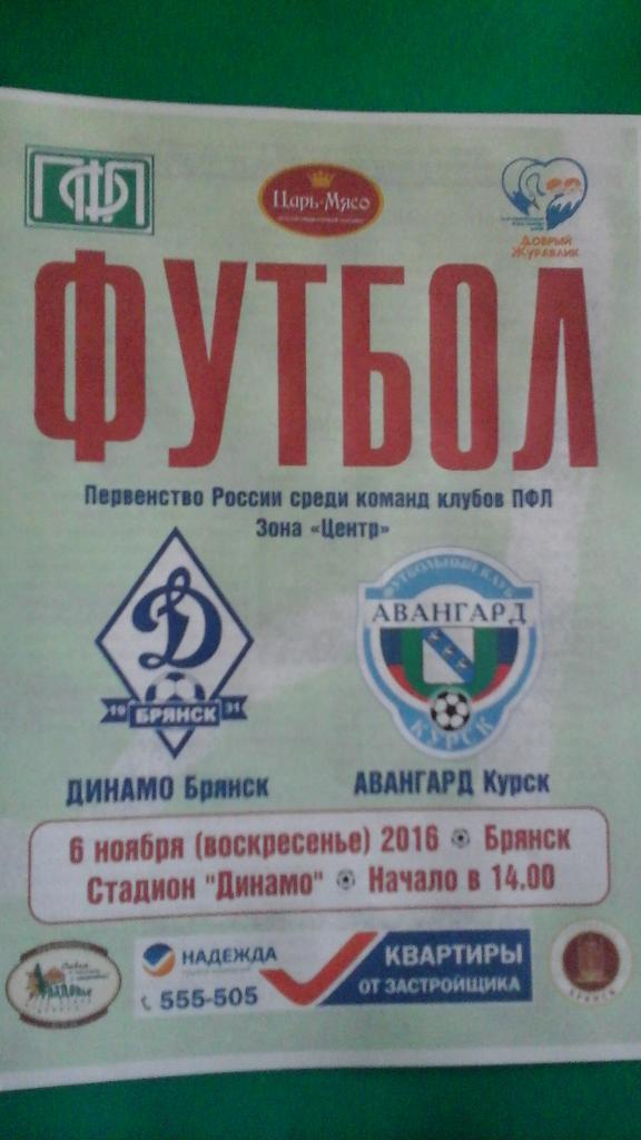 Динамо (Брянск)- Авангард (Курск) 6 ноября 2016 года.