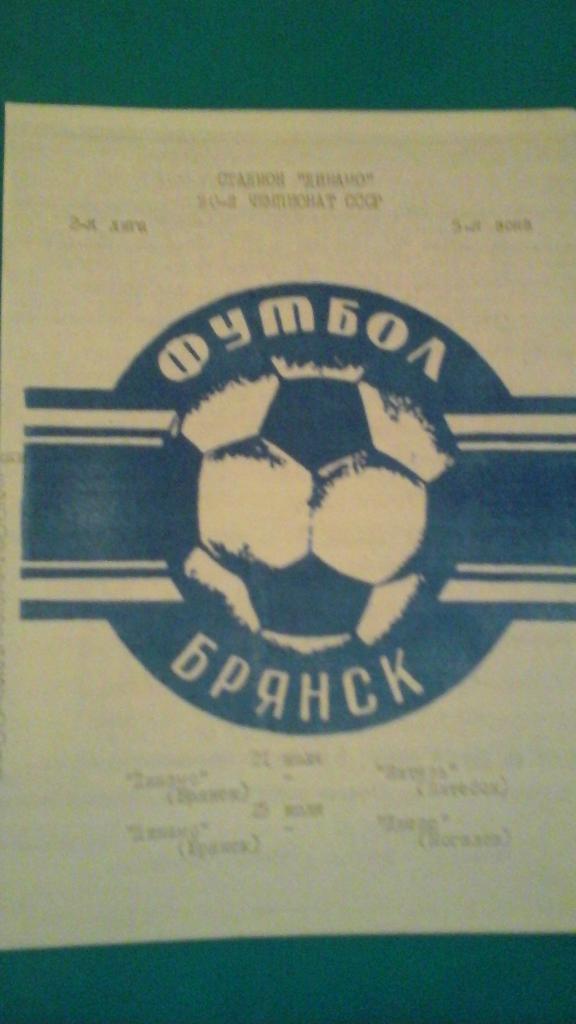 Динамо (Брянск)- Витязь (Витебск), Днепр (Могилев) 21 и 25 июля 1987 года.