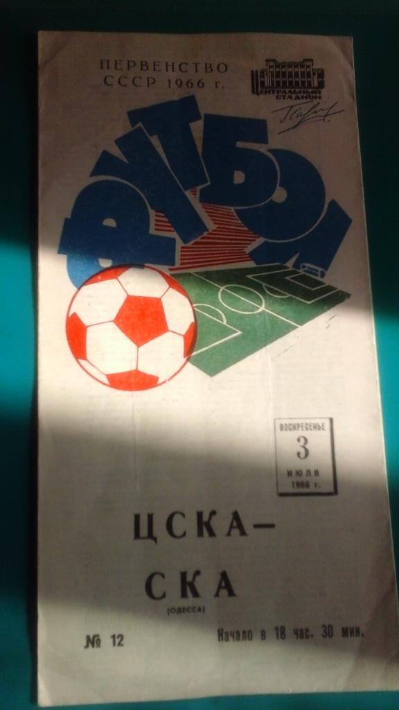 ЦСКА (Мсква)- СКА (Одесса) 3 июля 1966 года.