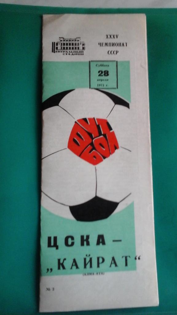 ЦСКА (Москва)- Кайрат (Алма-Ата) 28 апреля 1973 года.