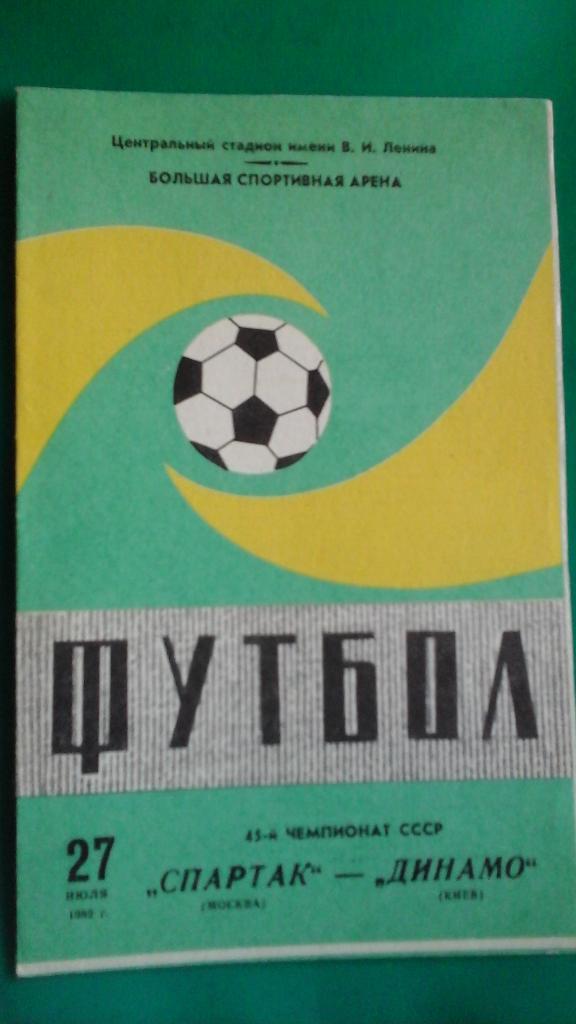 Спартак (Москва)- Динамо (Киев) 27 июля 1982 года.
