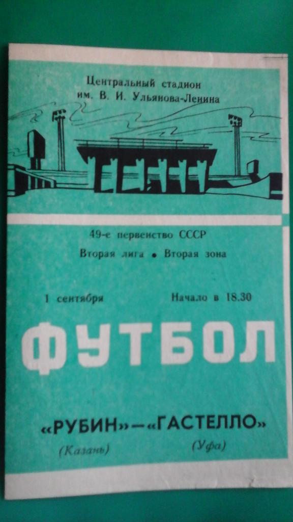 Рубин (Казань)- Гастелло (Уфа) 1 сентября 1986 года.