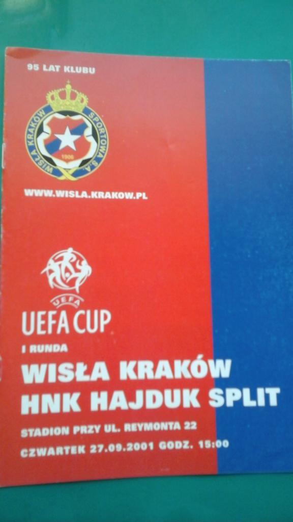 Висла (Краков, Польша)- Хайдук (Хорватия) 27 сентября 2001 года. Кубок УЕФА.