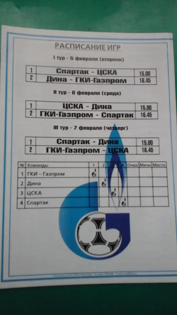 Чемпионат России по мини-футболу VI-тур (г.Москва) 5-7 февраля 2002 года. 1