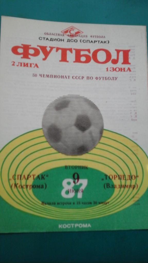 Спартак (Кострома)- Торпедо (Владимир) 9 июня 1987 года.