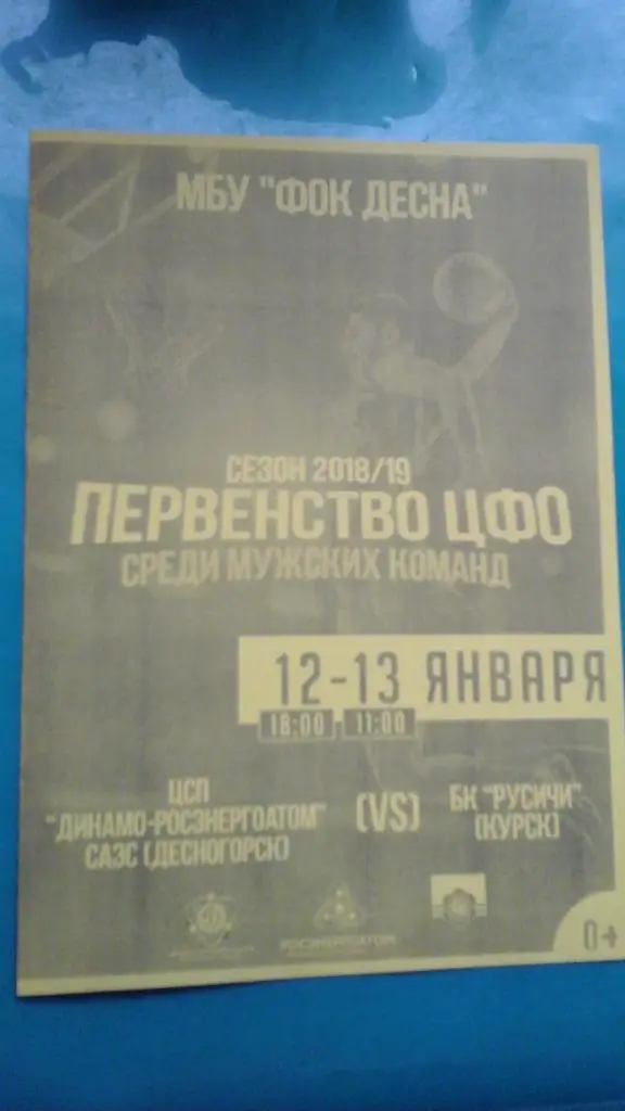Динамо-Росэнергоатом (Десногорск)- Русичи-2 (Курск) 12-13 января 2019 года. ЦФО.