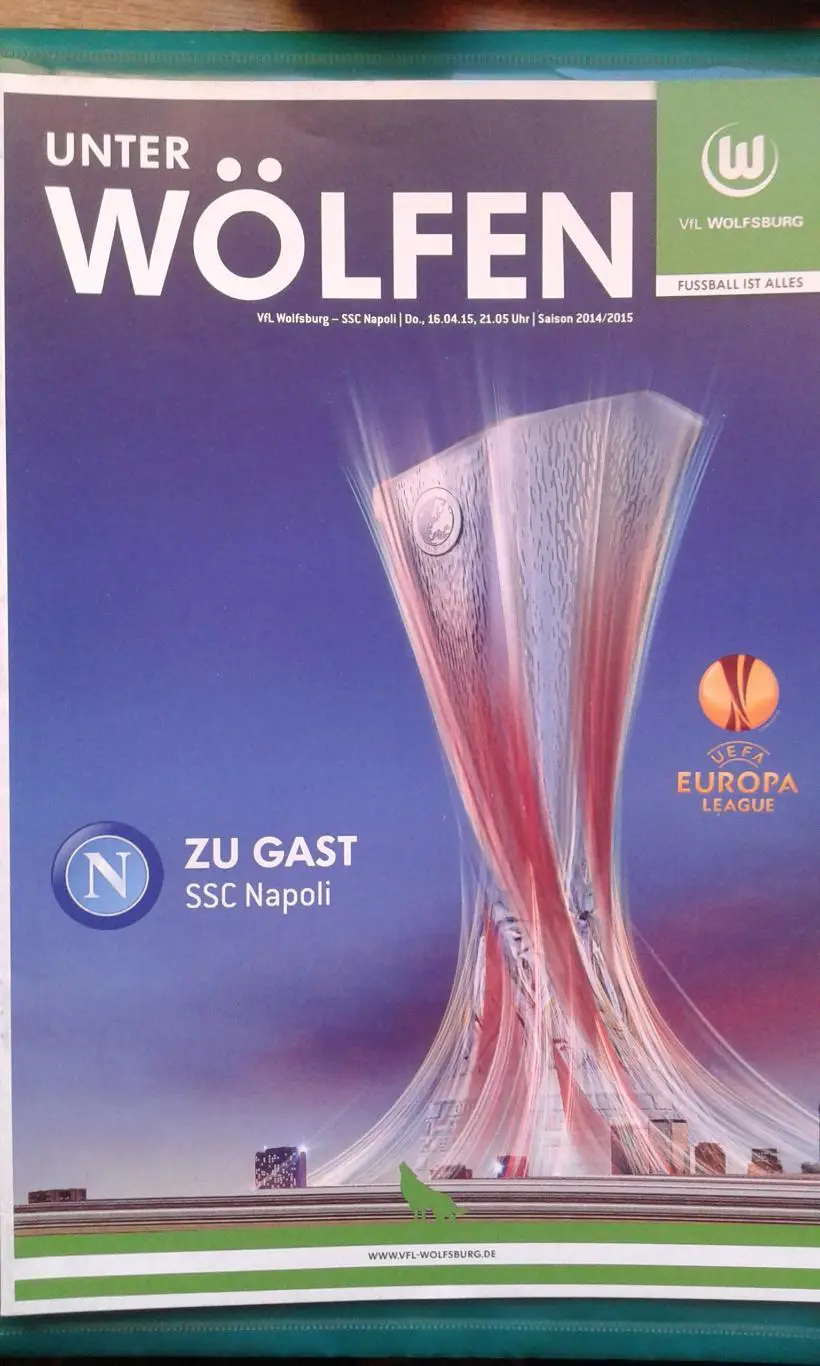 Вольфсбург (Германия)- Наполи (Италия) 16 апреля 2015 года. Лига Европы.