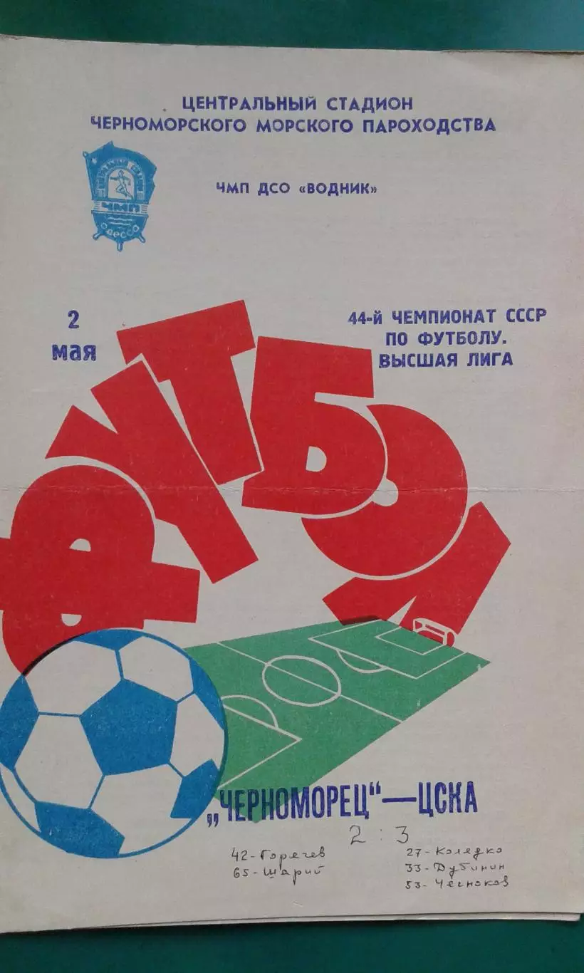 Черноморец (Одесса)- ЦСКА (Москва) 2 мая 1981 года.