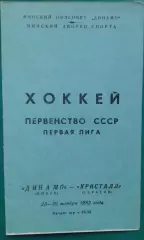 Динамо (Минск)- Кристалл (Саратов) 25-26 ноября 1982 года.