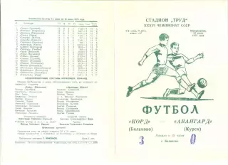 Корд Балаково - Авангард Курск 16.06.1974 г.