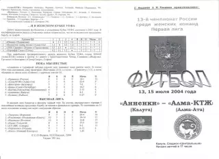 Анненки Калуга - Алма-КТЖ 13-15.07.2004 г.